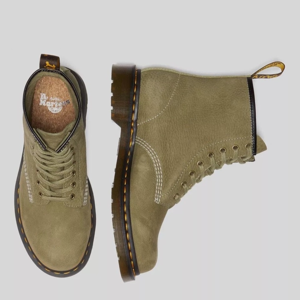 Men's Dr. Martens 1460 Tum Nubuck Leather Lace Up Boots, Sizes Mu Olive Size 14 - Picture 9 of 10